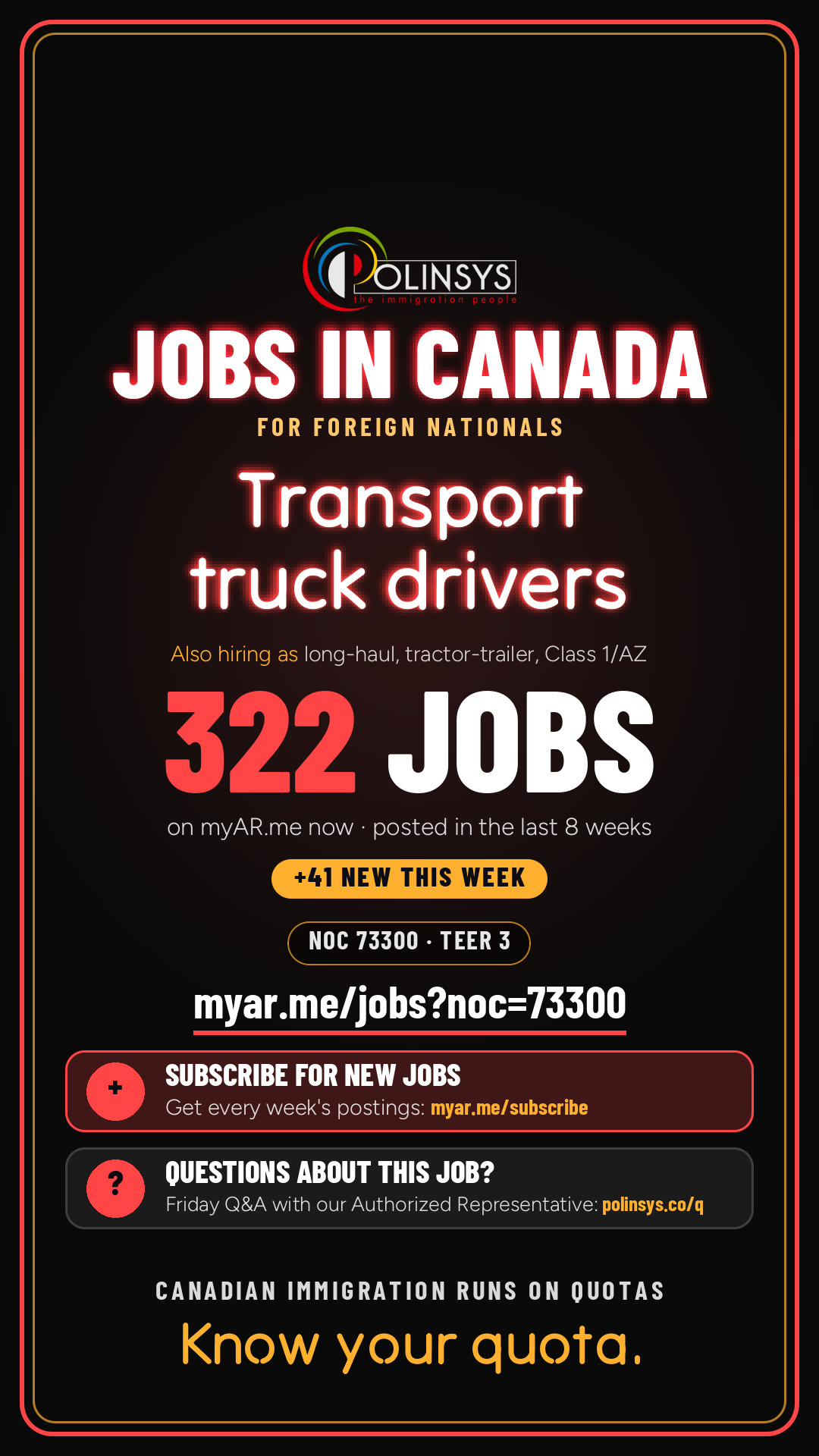 Job card: Transport truck drivers (NOC 73300) — 303 jobs on myAR.me