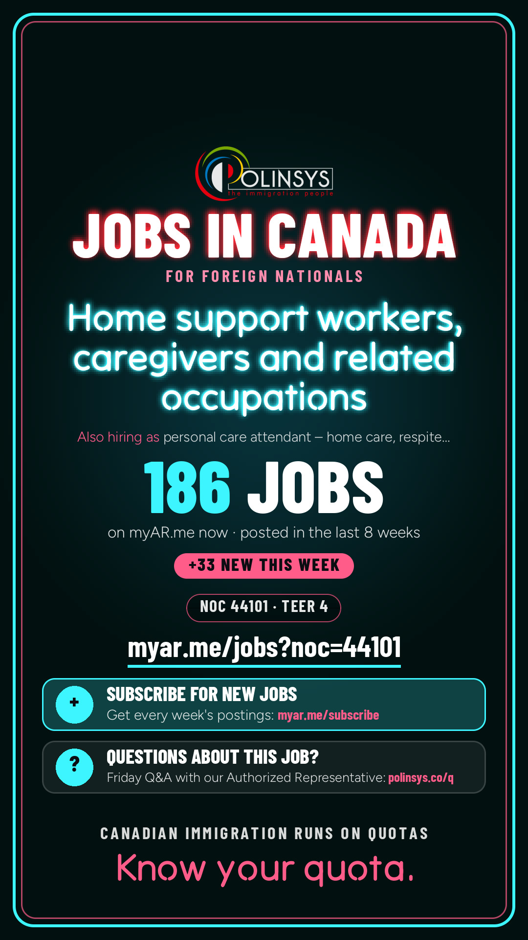 Job card: Home support workers, caregivers and related occupations (NOC 44101) — 170 jobs on myAR.me