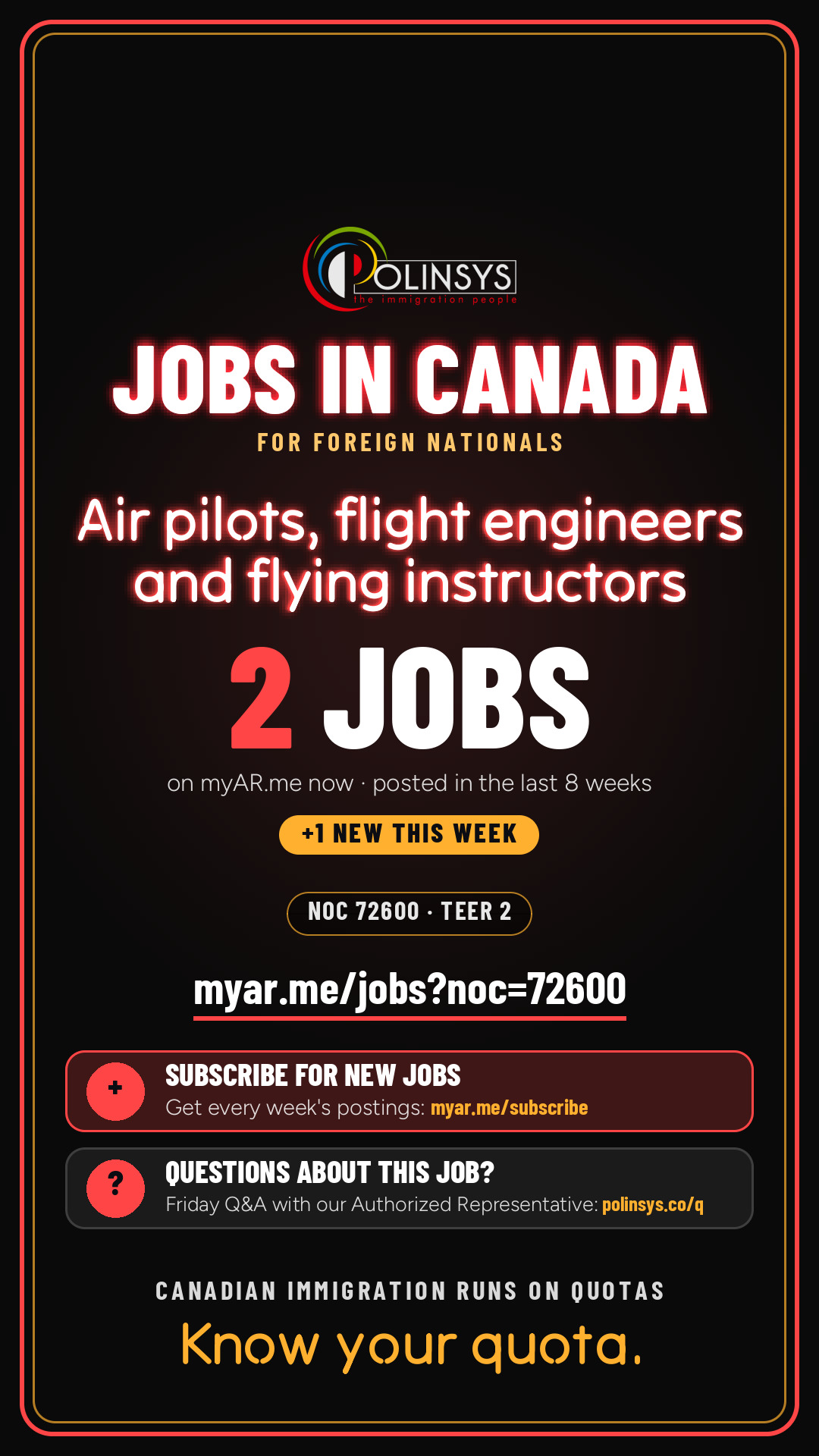 Job card: Air pilots, flight engineers and flying instructors (NOC 72600) — 2 jobs on myAR.me