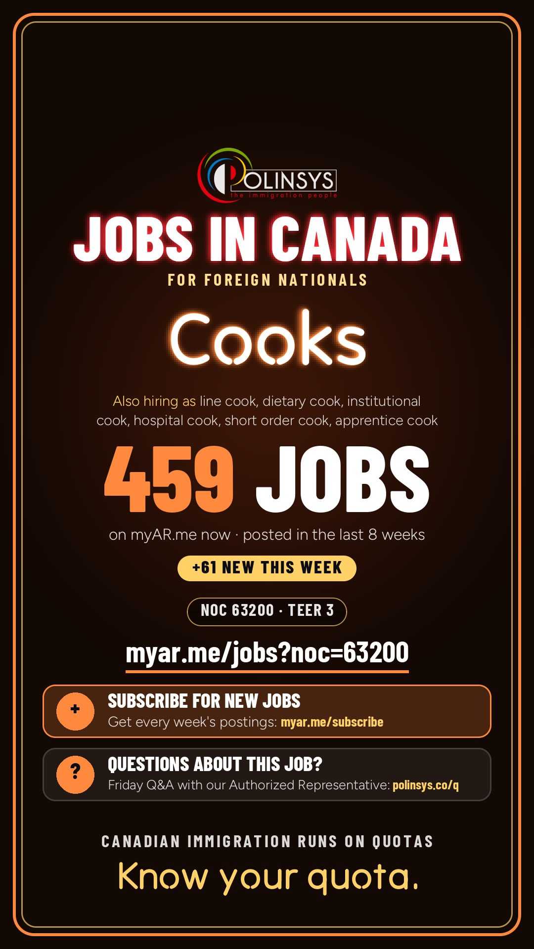 Job card: Cooks (NOC 63200) — 459 jobs on myAR.me