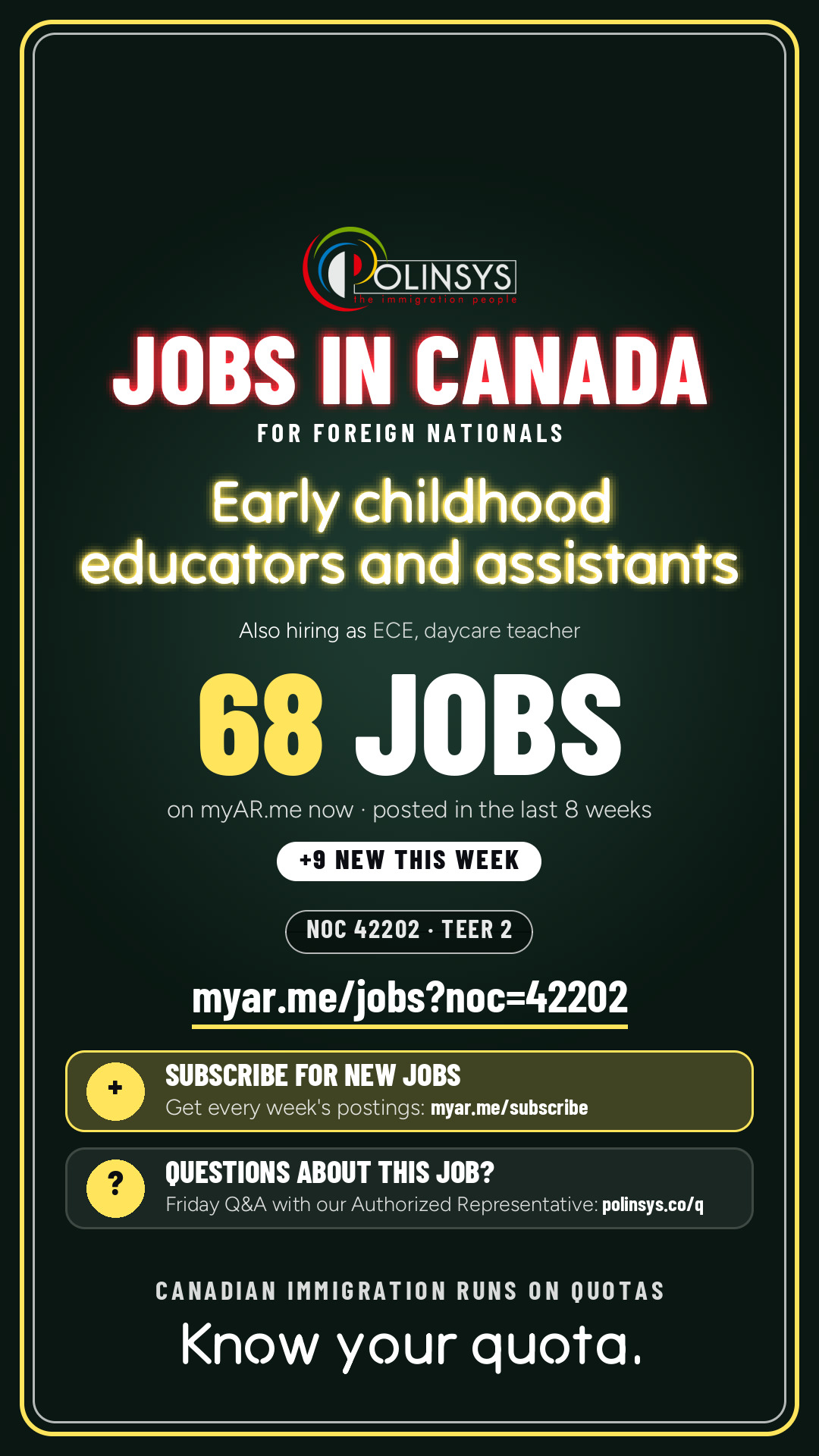 Job card: Early childhood educators and assistants (NOC 42202) — 68 jobs on myAR.me