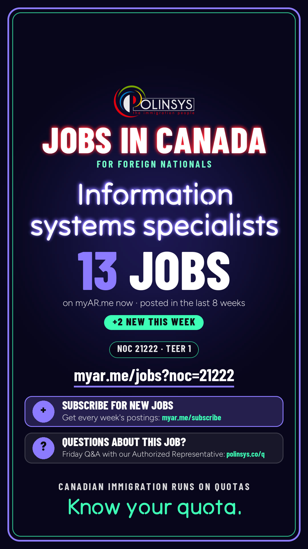 Job card: Information systems specialists (NOC 21222) — 13 jobs on myAR.me
