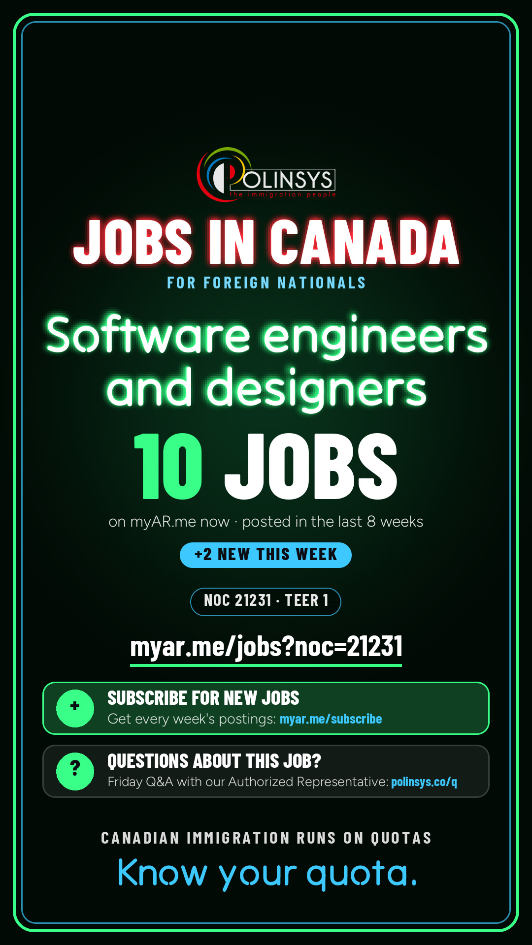 Job card: Software engineers and designers (NOC 21231) — 10 jobs on myAR.me