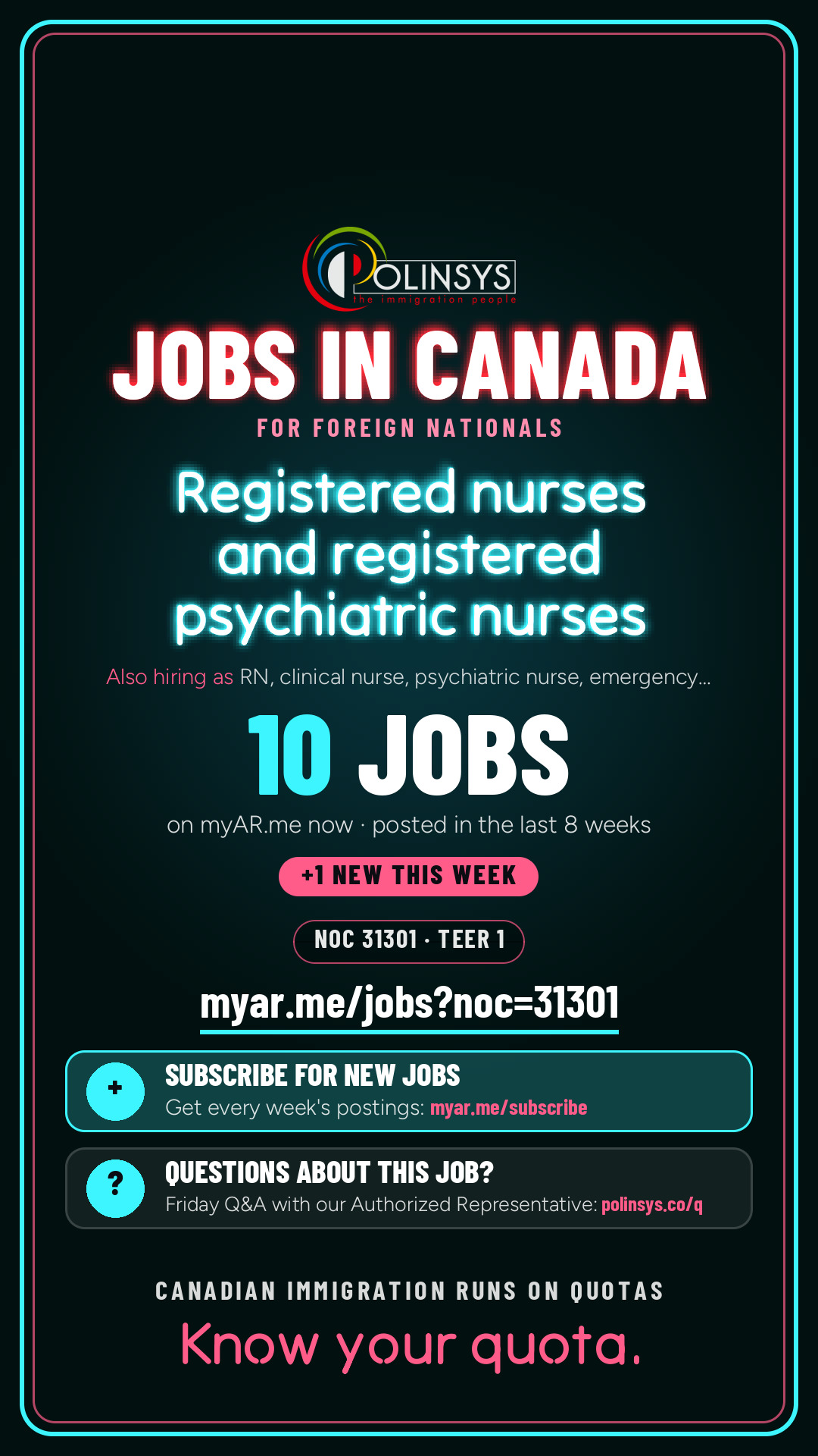 Job card: Registered nurses and registered psychiatric nurses (NOC 31301) — 10 jobs on myAR.me