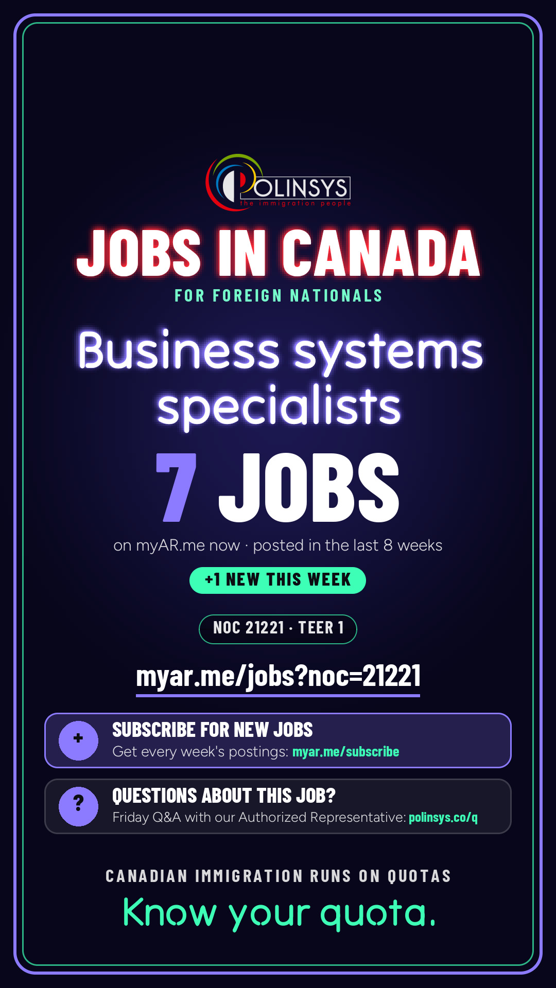 Job card: Business systems specialists (NOC 21221) — 7 jobs on myAR.me