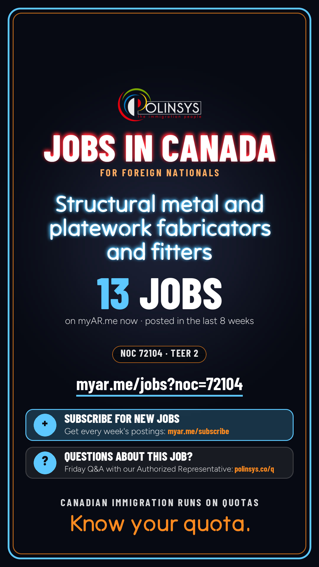 Job card: Structural metal and platework fabricators and fitters (NOC 72104) — 13 jobs on myAR.me