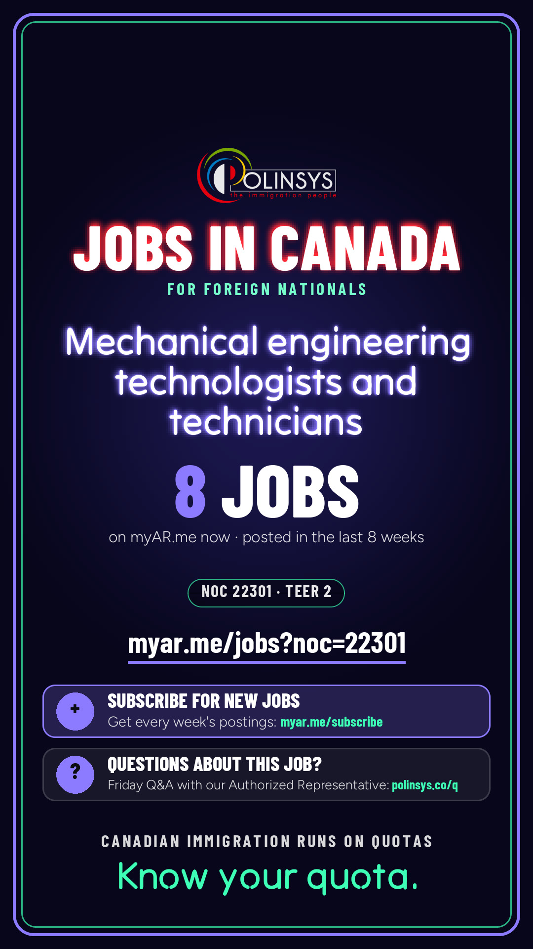 Job card: Mechanical engineering technologists and technicians (NOC 22301) — 8 jobs on myAR.me