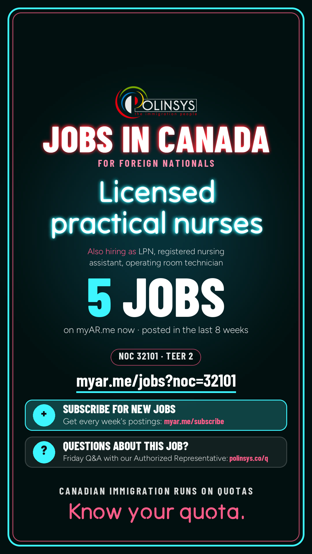 Job card: Licensed practical nurses (NOC 32101) — 5 jobs on myAR.me