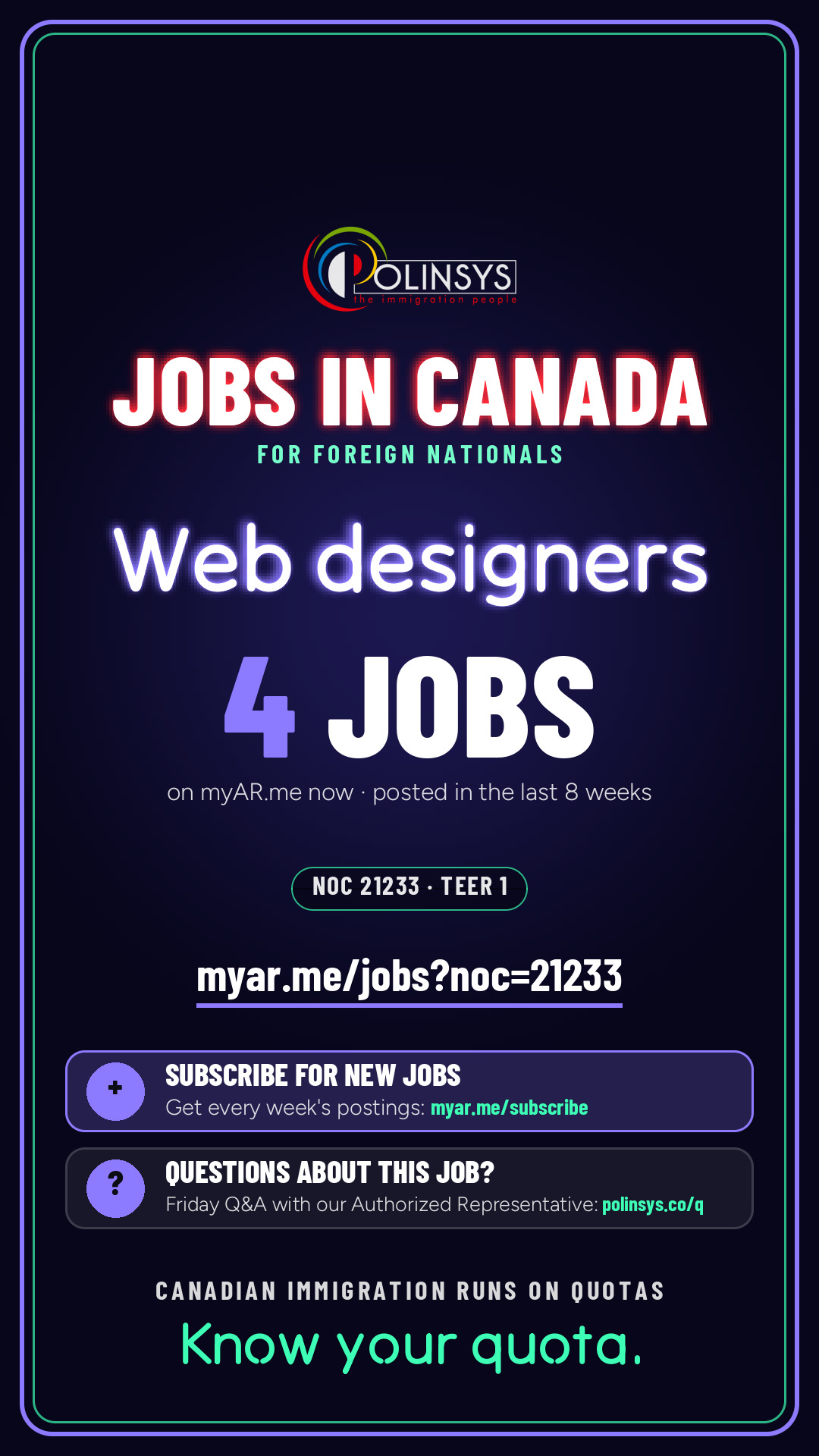 Job card: Web designers (NOC 21233) — 4 jobs on myAR.me