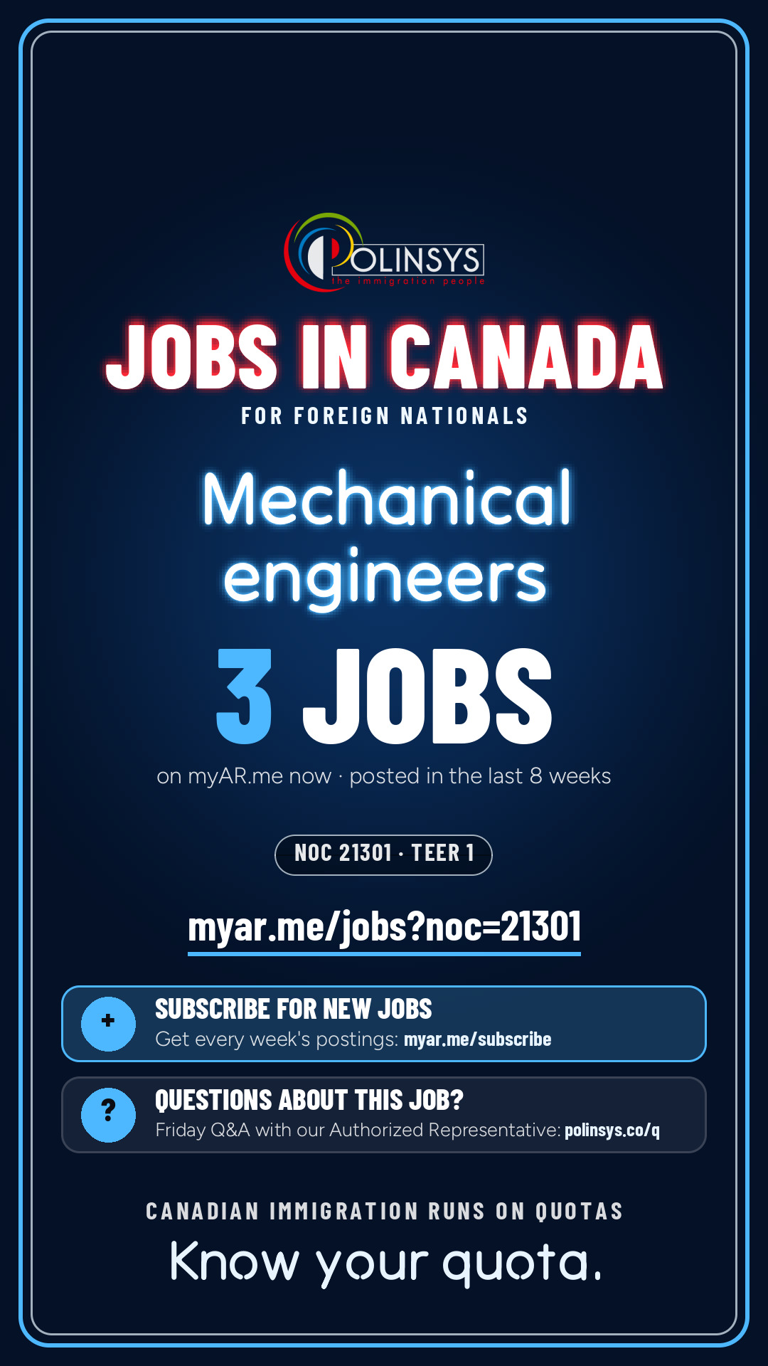 Job card: Mechanical engineers (NOC 21301) — 3 jobs on myAR.me