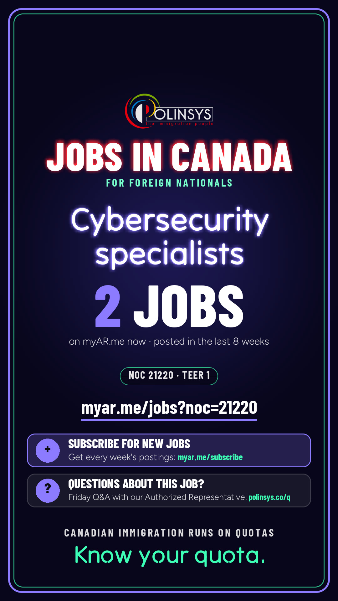 Job card: Cybersecurity specialists (NOC 21220) — 2 jobs on myAR.me
