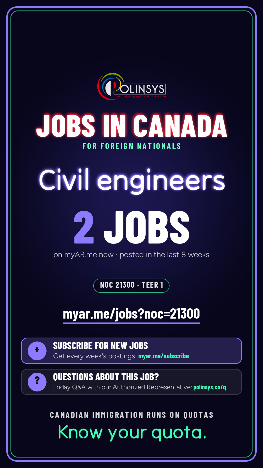 Job card: Civil engineers (NOC 21300) — 2 jobs on myAR.me