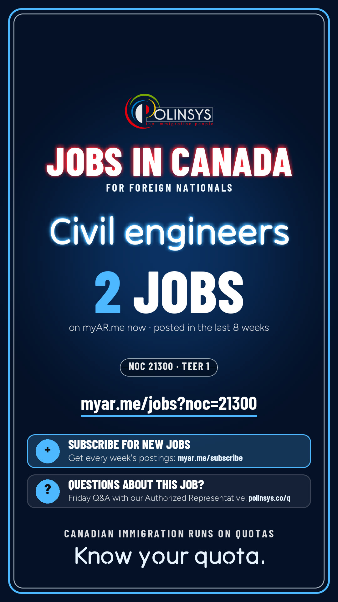 Job card: Civil engineers (NOC 21300) — 2 jobs on myAR.me