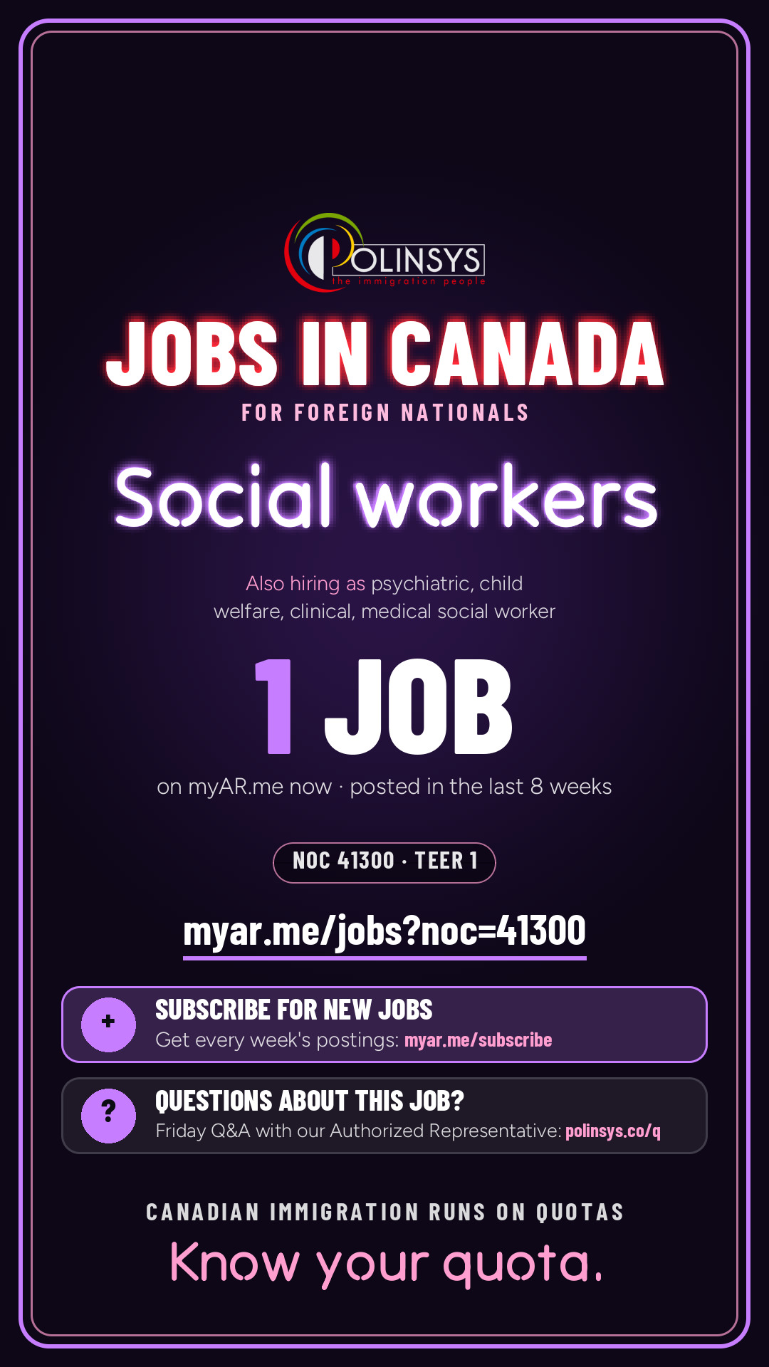 Job card: Social workers (NOC 41300) — 1 jobs on myAR.me