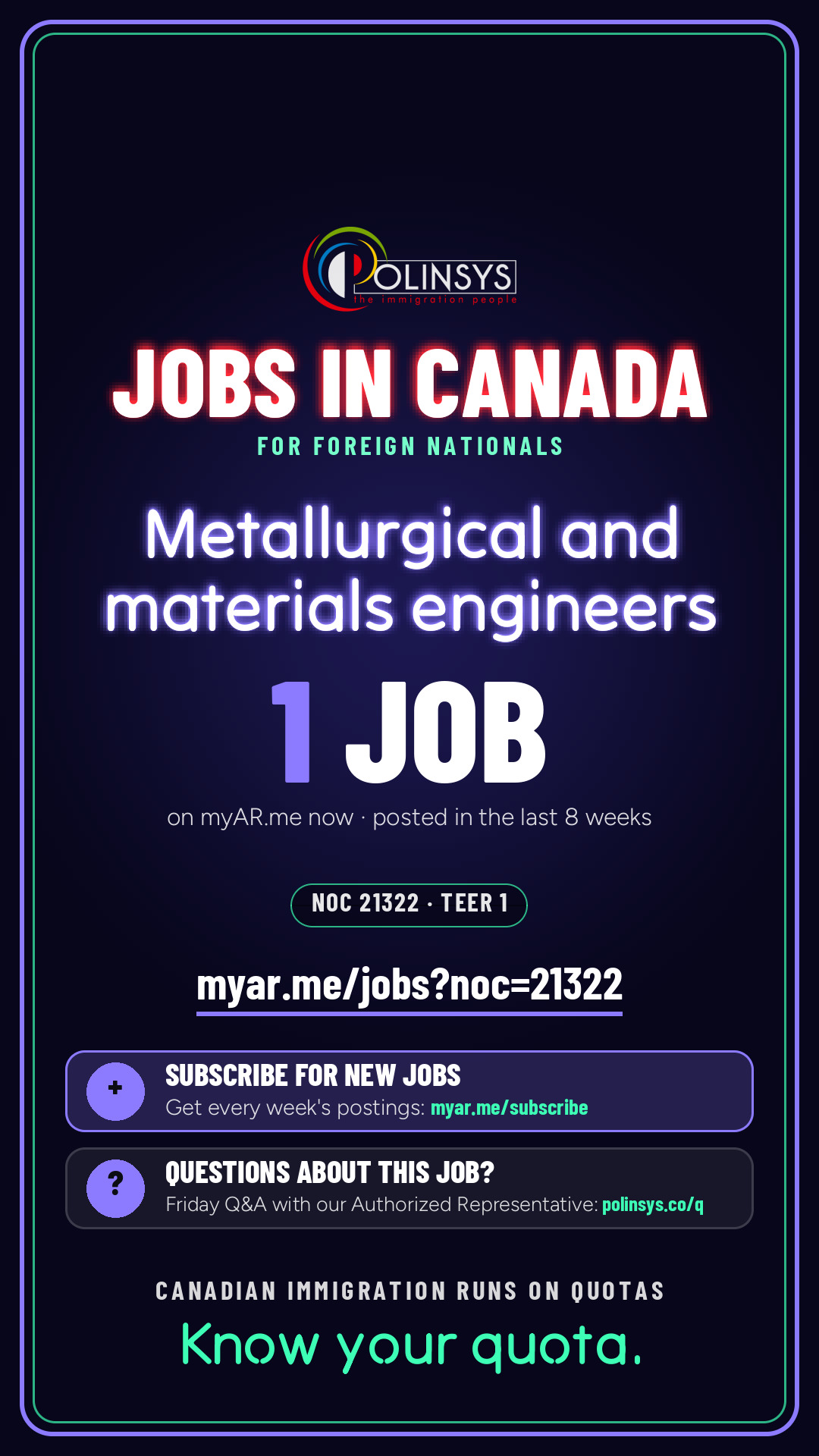 Job card: Metallurgical and materials engineers (NOC 21322) — 1 jobs on myAR.me