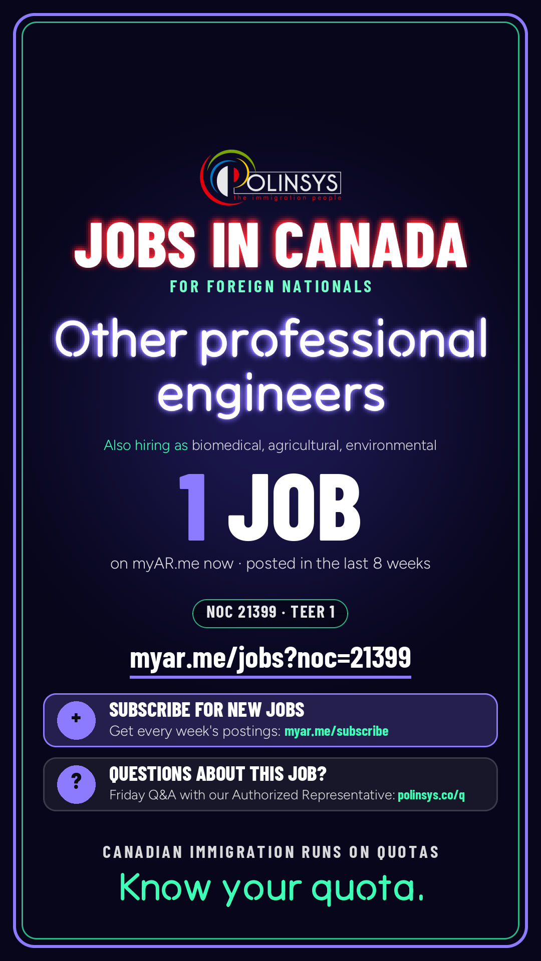 Job card: Other professional engineers (NOC 21399) — 1 jobs on myAR.me