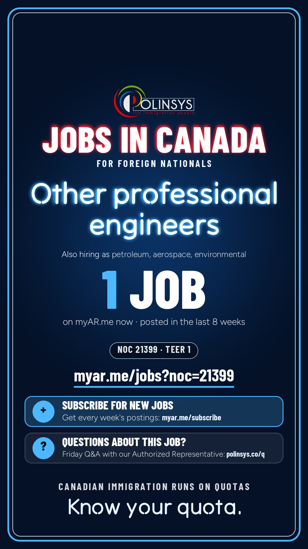 Job card: Other professional engineers (NOC 21399) — 1 jobs on myAR.me