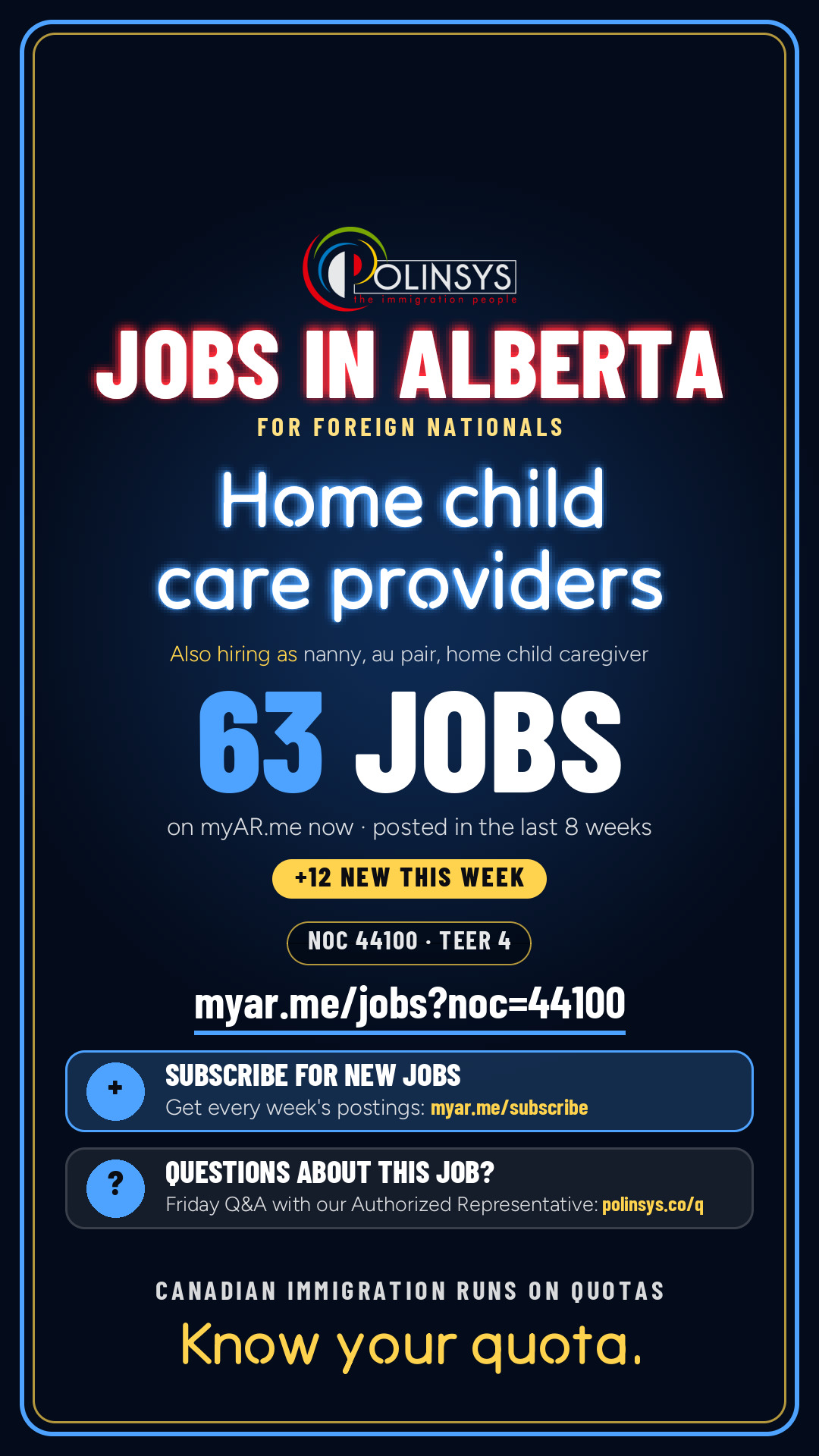 Job card: Home child care providers (NOC 44100) — 63 jobs on myAR.me