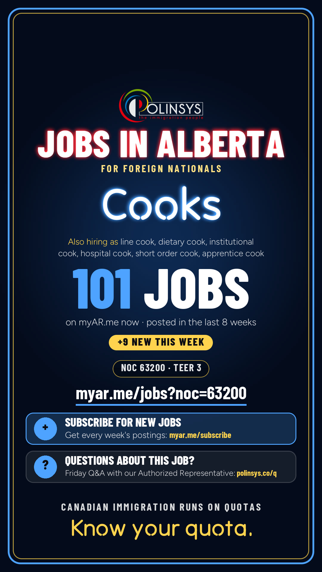 Job card: Cooks (NOC 63200) — 101 jobs on myAR.me