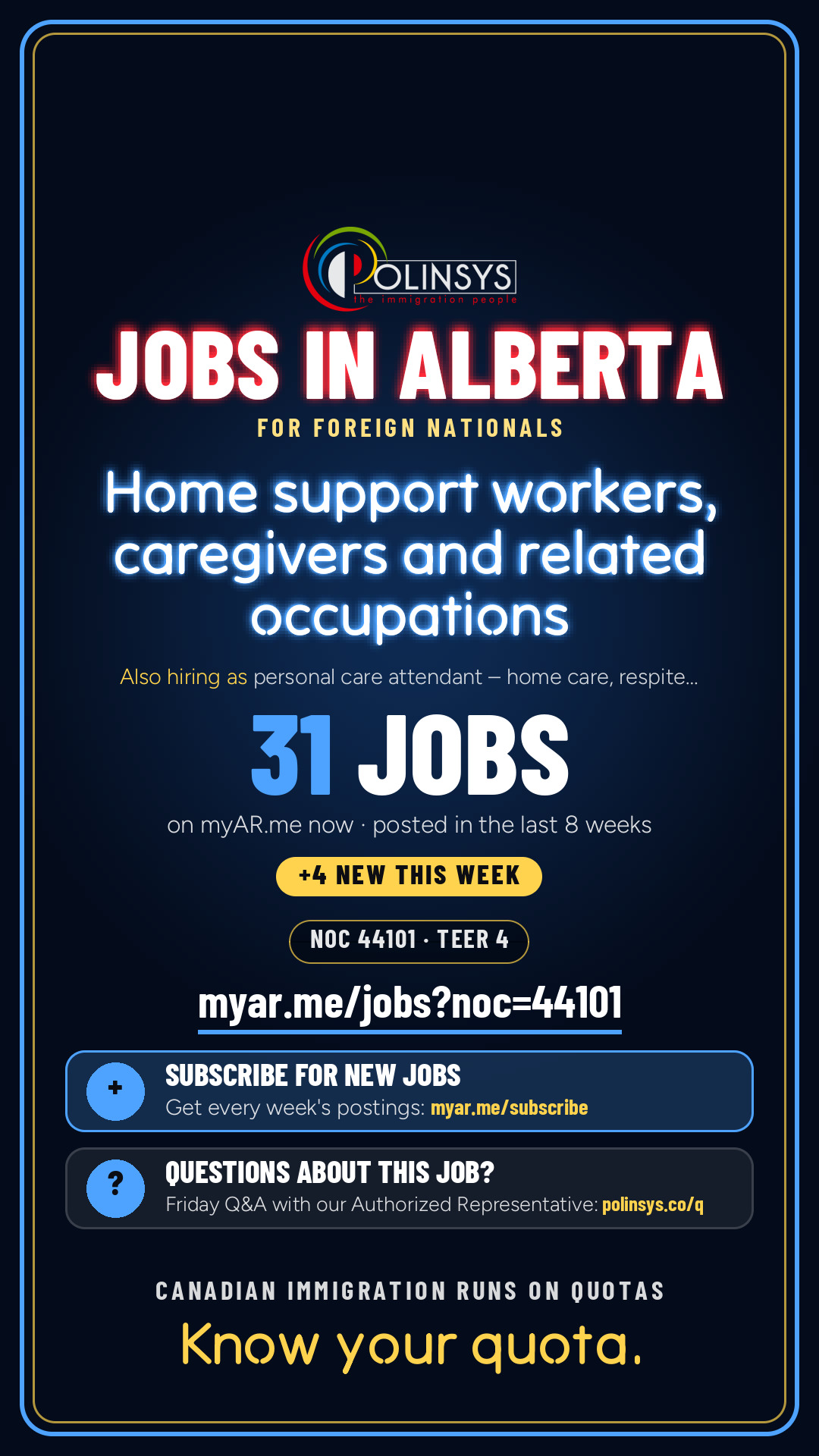 Job card: Home support workers, caregivers and related occupations (NOC 44101) — 31 jobs on myAR.me