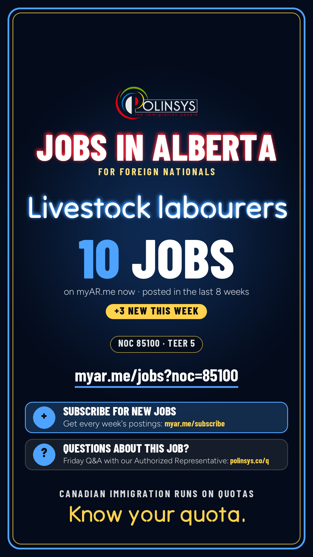 Job card: Livestock labourers (NOC 85100) — 10 jobs on myAR.me