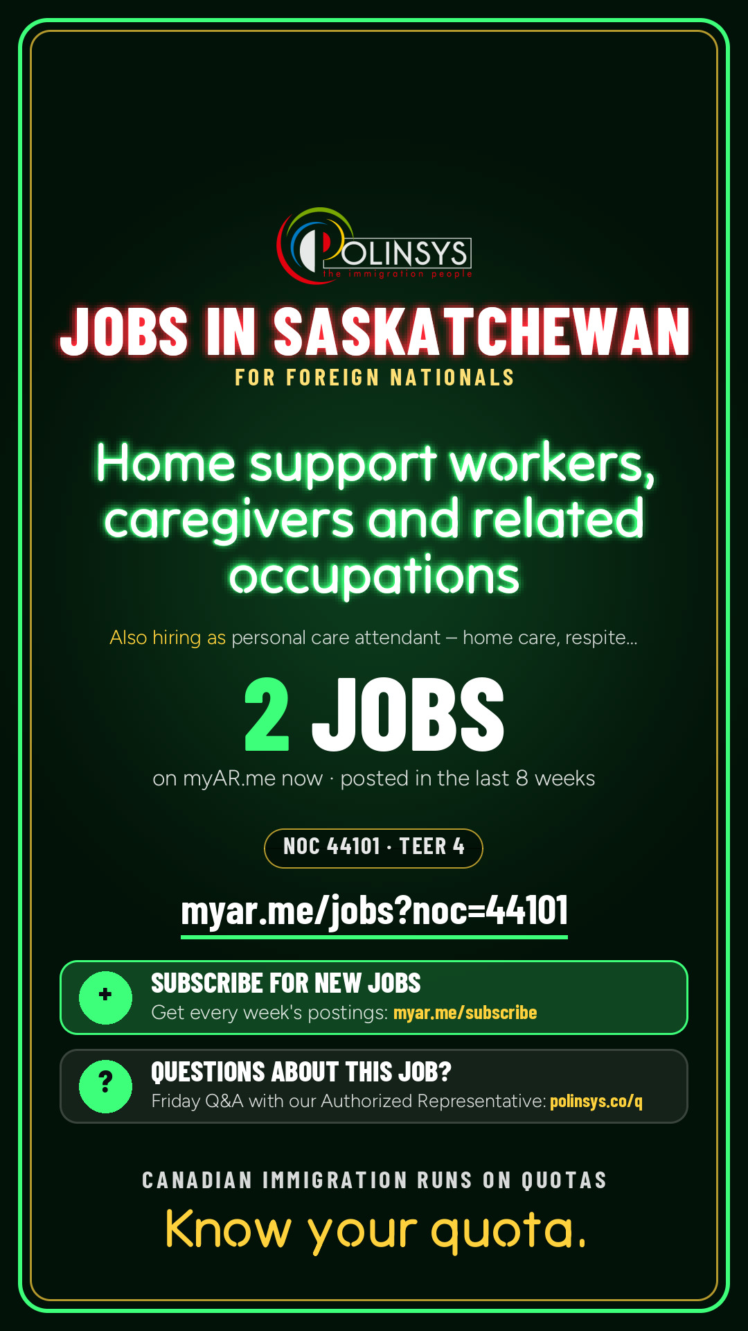 Job card: Home support workers, caregivers and related occupations (NOC 44101) — 2 jobs on myAR.me