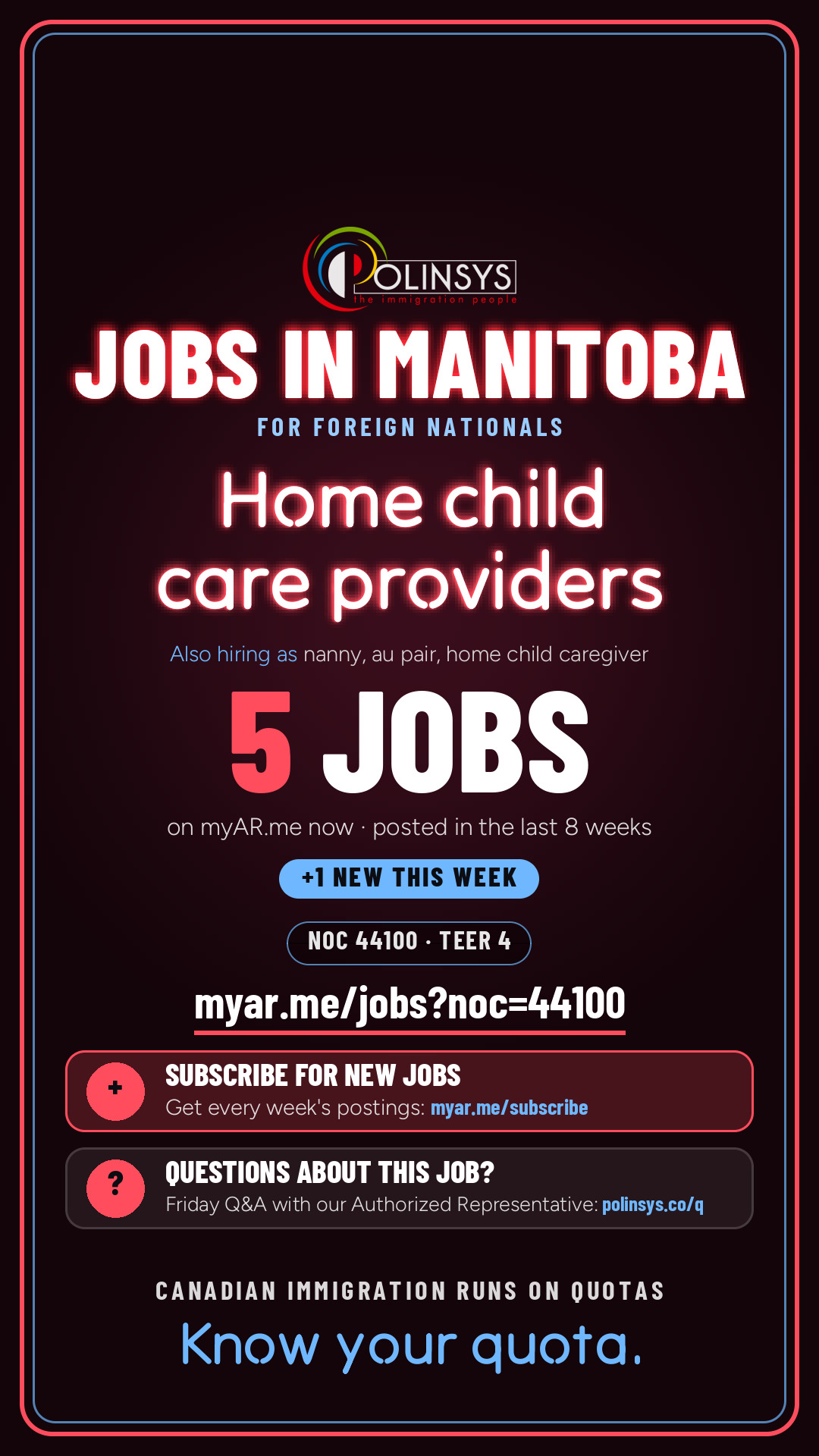 Job card: Home child care providers (NOC 44100) — 5 jobs on myAR.me
