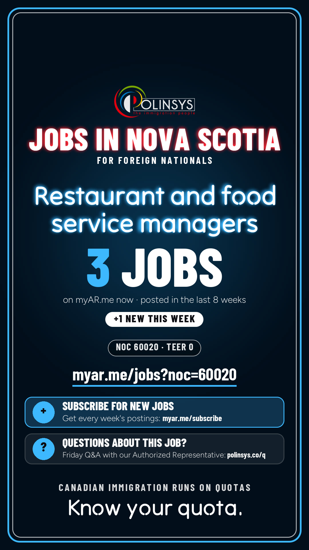 Job card: Restaurant and food service managers (NOC 60020) — 3 jobs on myAR.me