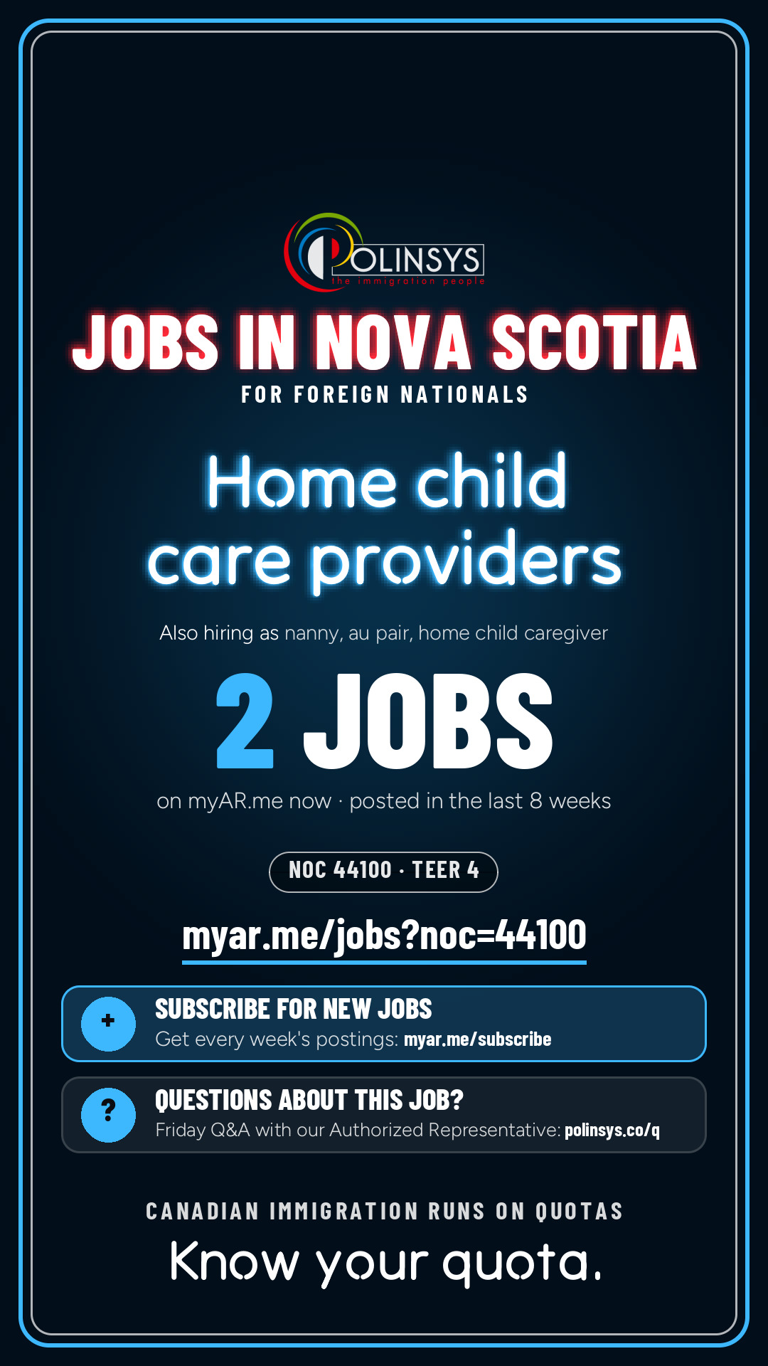 Job card: Home child care providers (NOC 44100) — 2 jobs on myAR.me