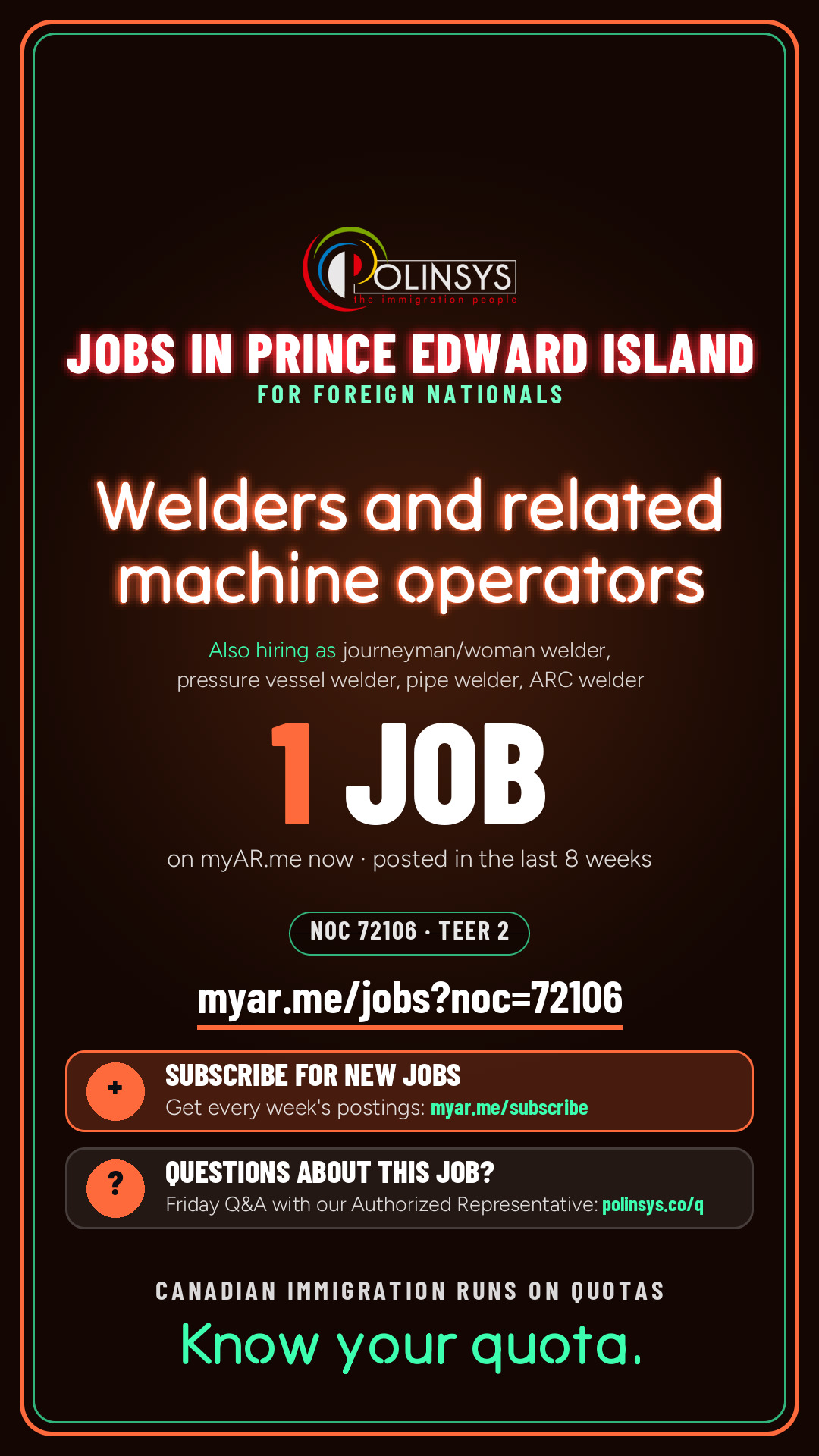 Job card: Welders and related machine operators (NOC 72106) — 1 jobs on myAR.me