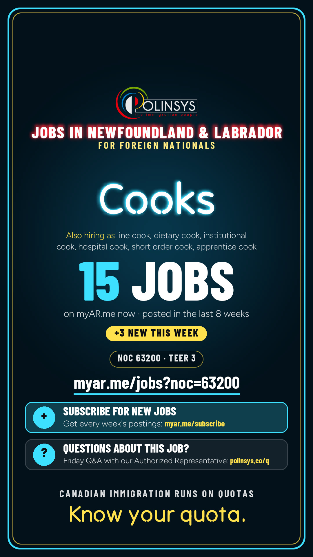 Job card: Cooks (NOC 63200) — 15 jobs on myAR.me