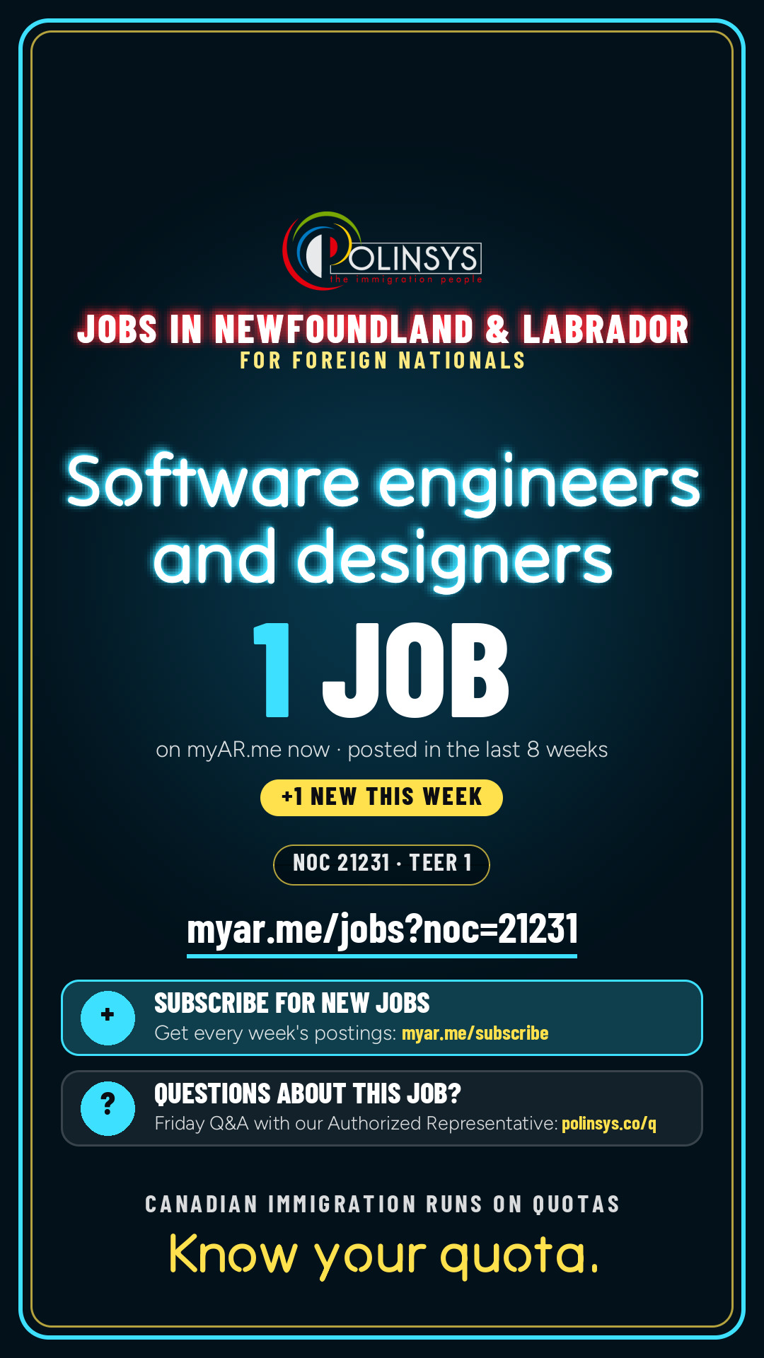 Job card: Software engineers and designers (NOC 21231) — 1 jobs on myAR.me