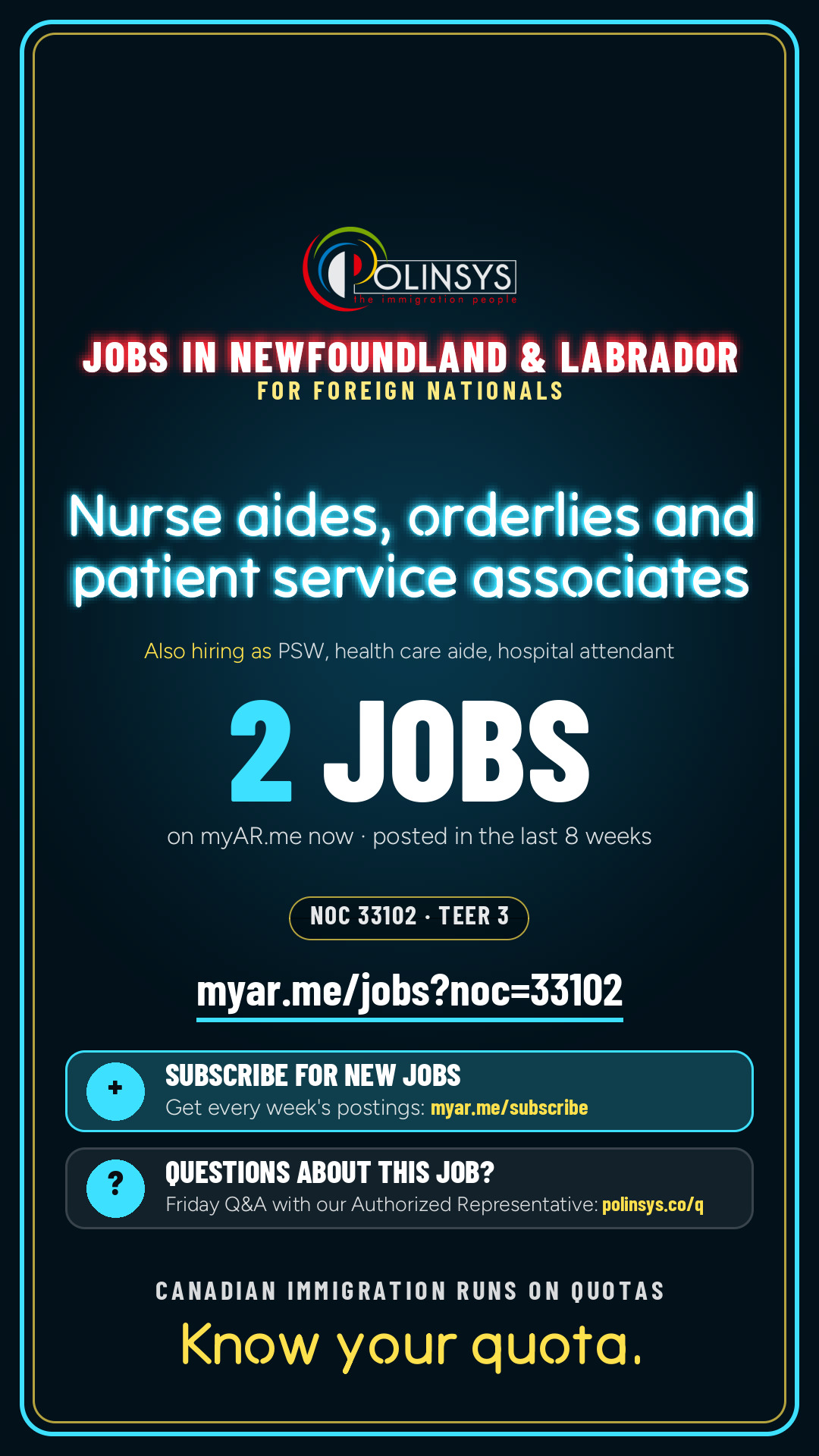 Job card: Nurse aides, orderlies and patient service associates (NOC 33102) — 2 jobs on myAR.me