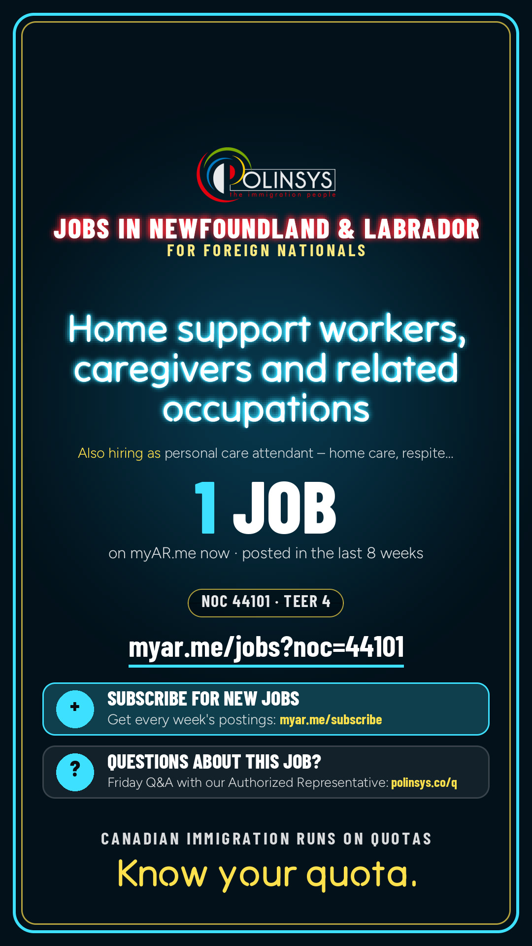 Job card: Home support workers, caregivers and related occupations (NOC 44101) — 1 jobs on myAR.me
